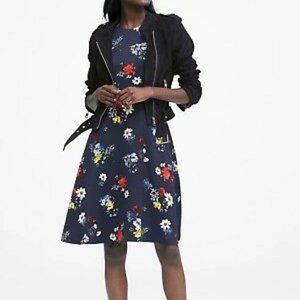 Banana Republic Women's Patrizia Floral Racer-Neck Fit & Flare Dress